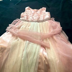 Little girl pink and cream gown